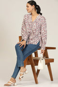 Mauve Rayon Dobby Printed Shirt