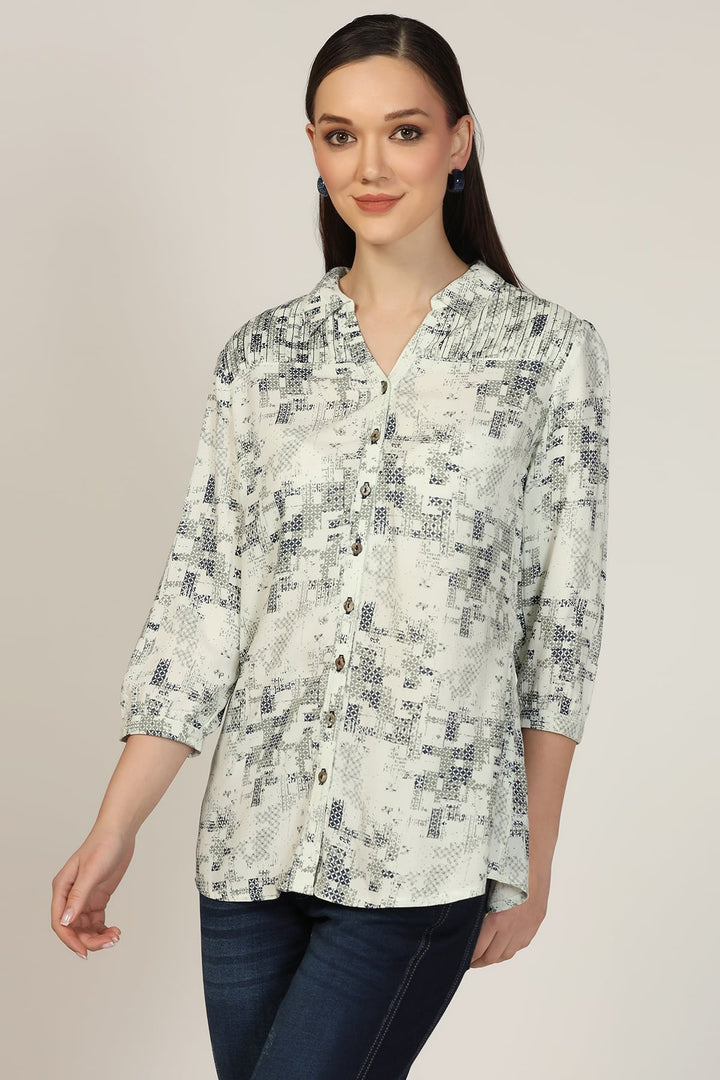Light Green Rayon Collared Neck Shirt