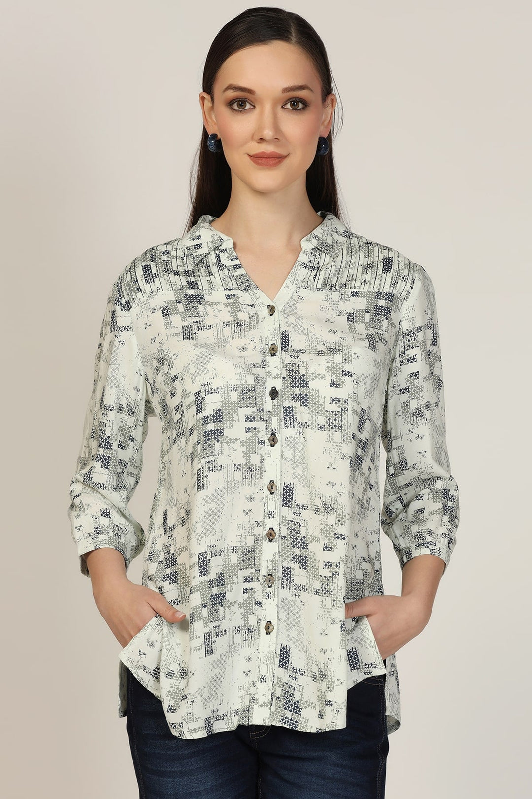 Light Green Rayon Collared Neck Shirt