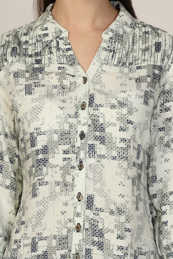 Light Green Rayon Collared Neck Shirt
