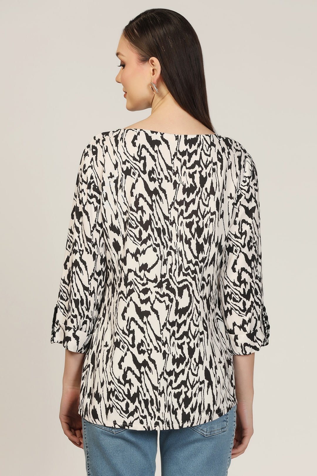 Embroidered Rayon Round Neck Top