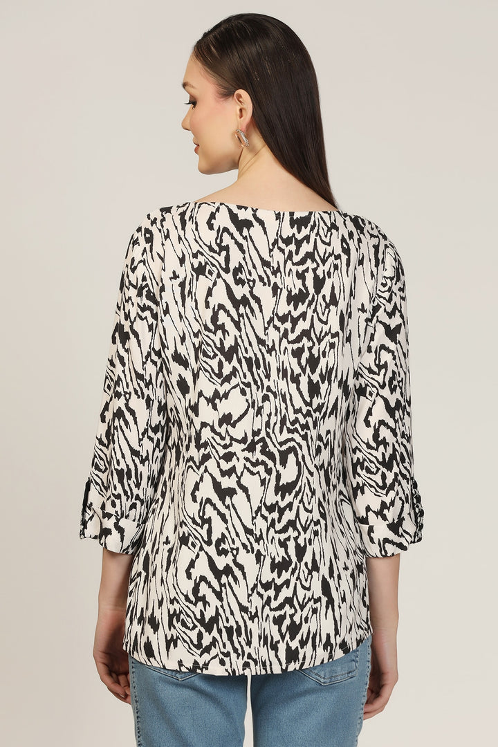 Embroidered Rayon Round Neck Top