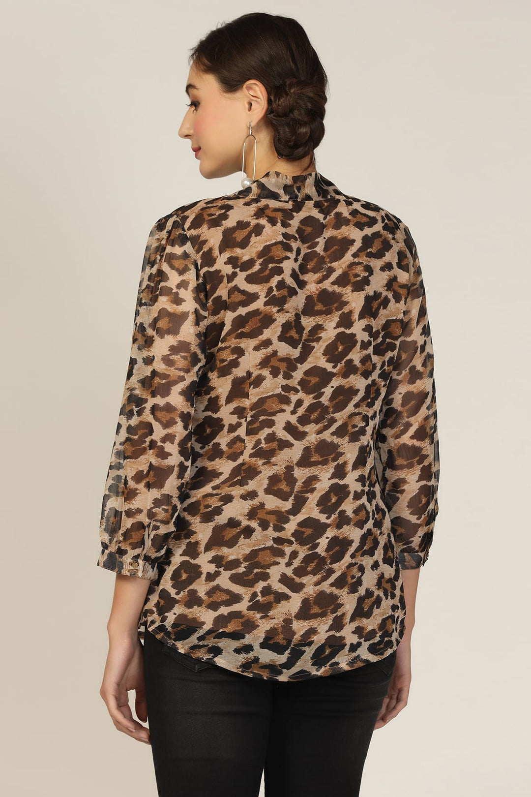 Brown Top with String Tie Neck