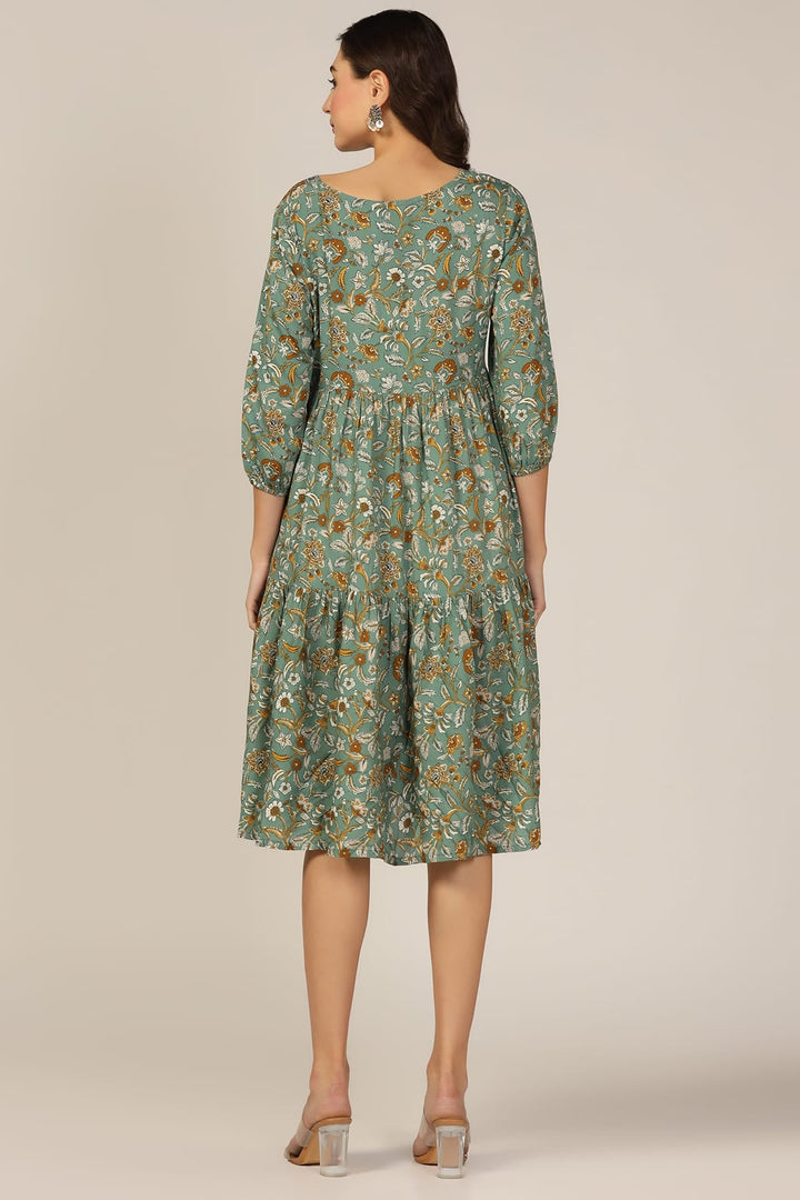 Breeze Square Neck Printed Modal Dress
