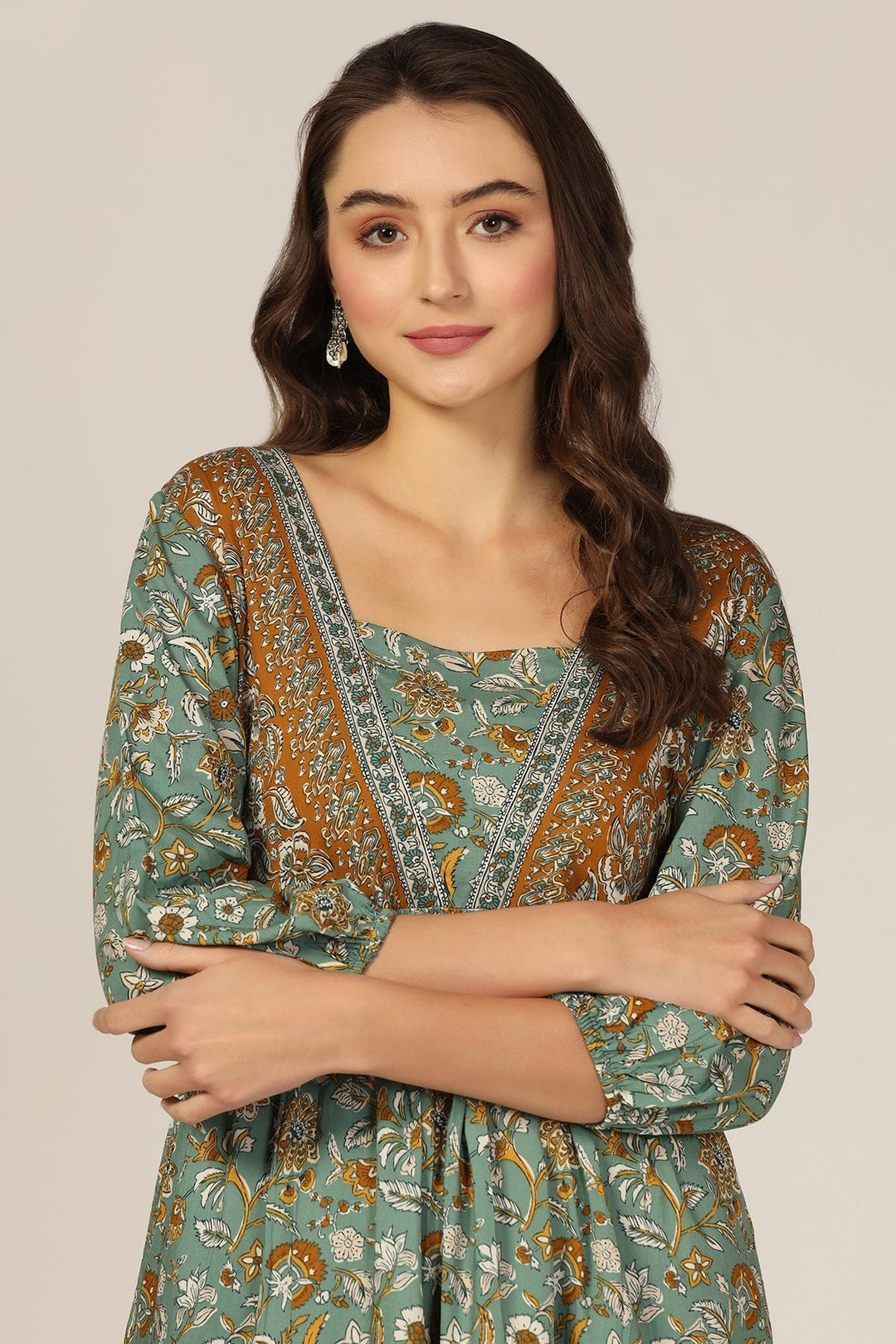 Breeze Square Neck Printed Modal Dress