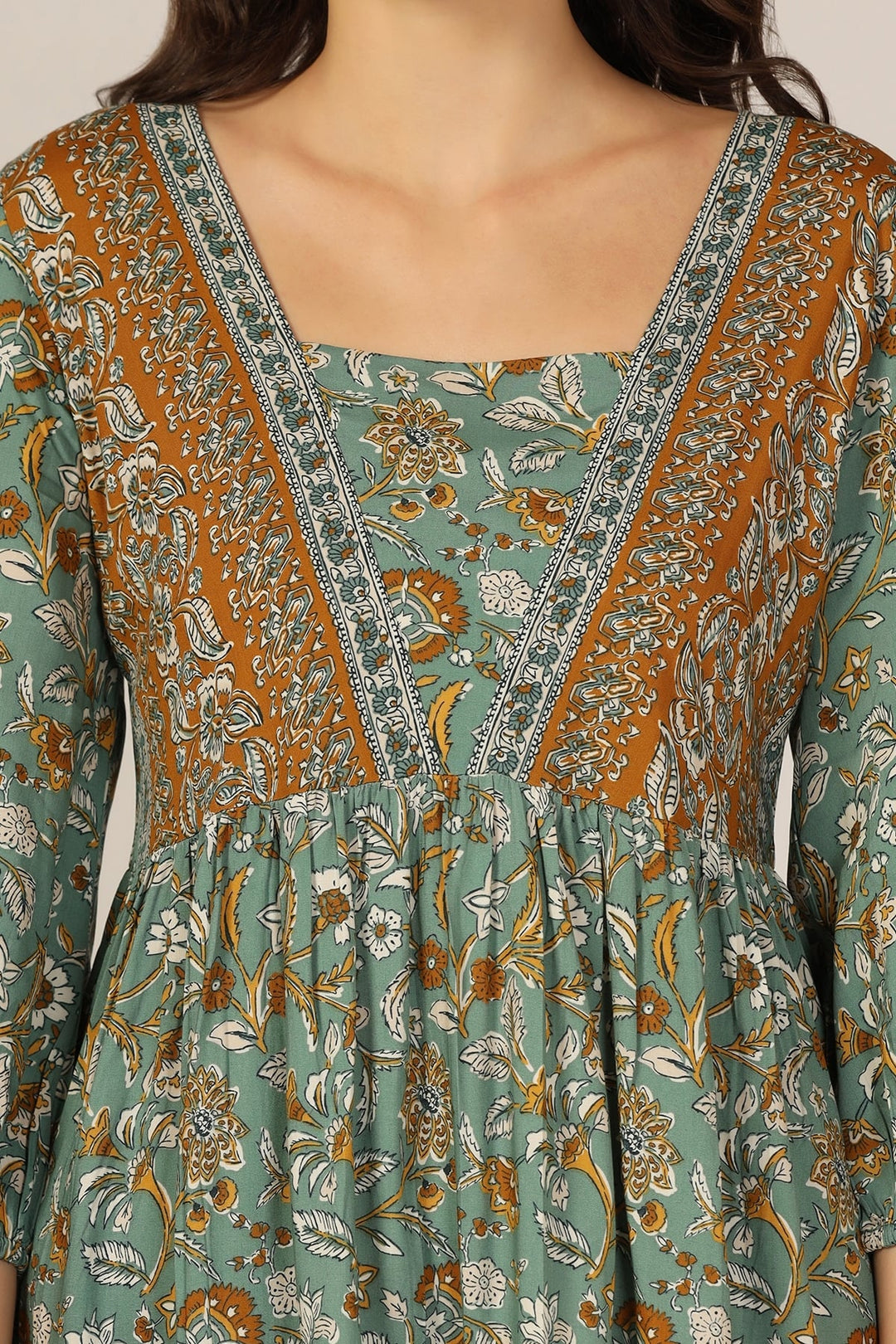 Breeze Square Neck Printed Modal Dress