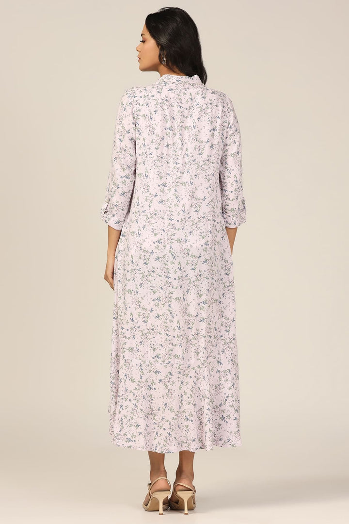 Light Pink Printed Viscose Crepe Dress
