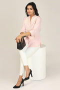 Peach Embroidered Mandarin Shirt