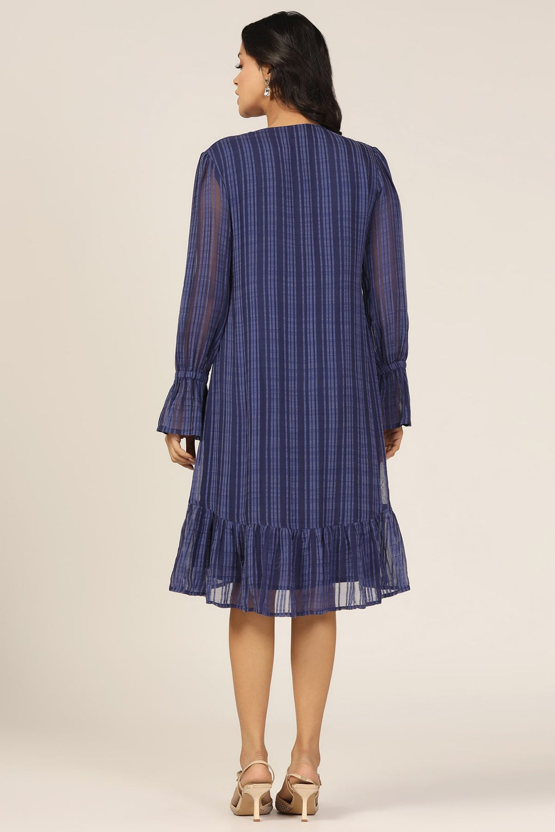 Blue Georgette Casual Dress
