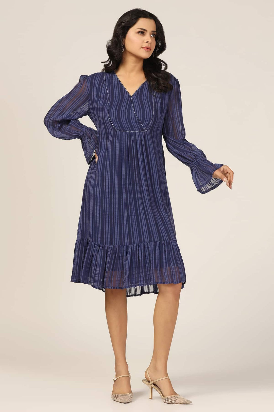Blue Georgette Casual Dress