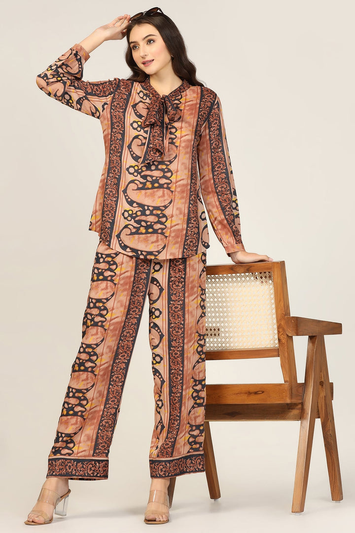 Orange Printed Cotton Co-Ord Top