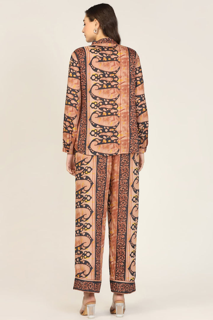 Orange Printed Cotton Co-Ord Top