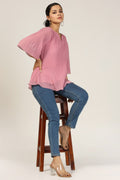 Pink Georgette Round Neck Top