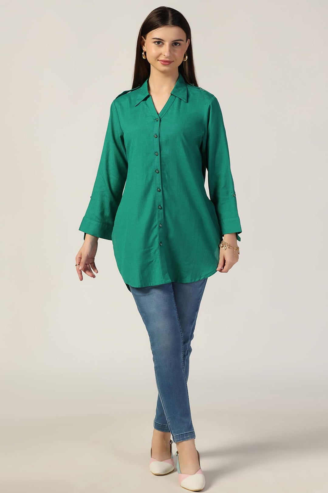 Forest Green Collared Tunic
