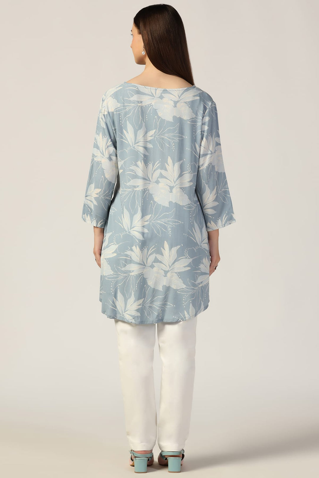 Powder Blue Embroidered Casual Top