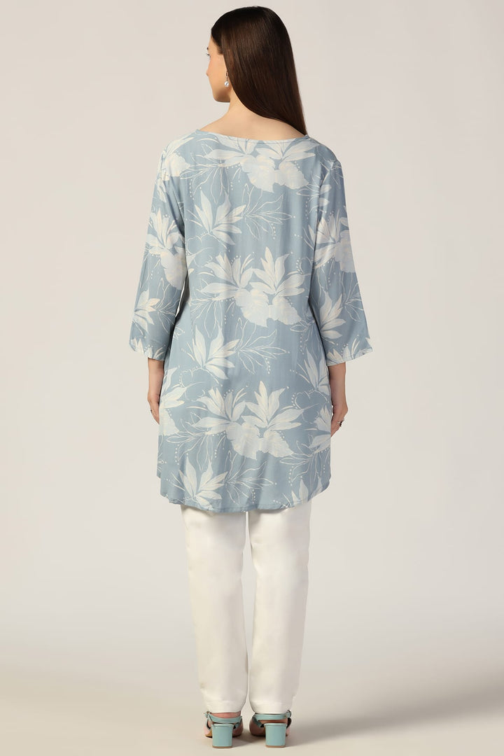 Powder Blue Embroidered Casual Top