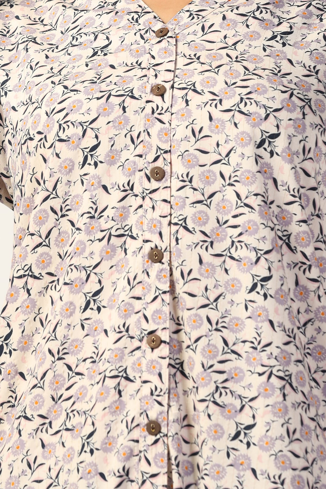 Lavender Rayon Tunic with Mandarin Collar