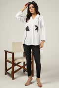 White Embroidered Rayon Modal Tunic