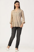 Beige Cotton Polka Dot Shirt