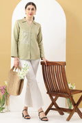 Sage Green Embroidered Tencel Twill Shirt