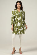 Olive Printed Linen Tunic