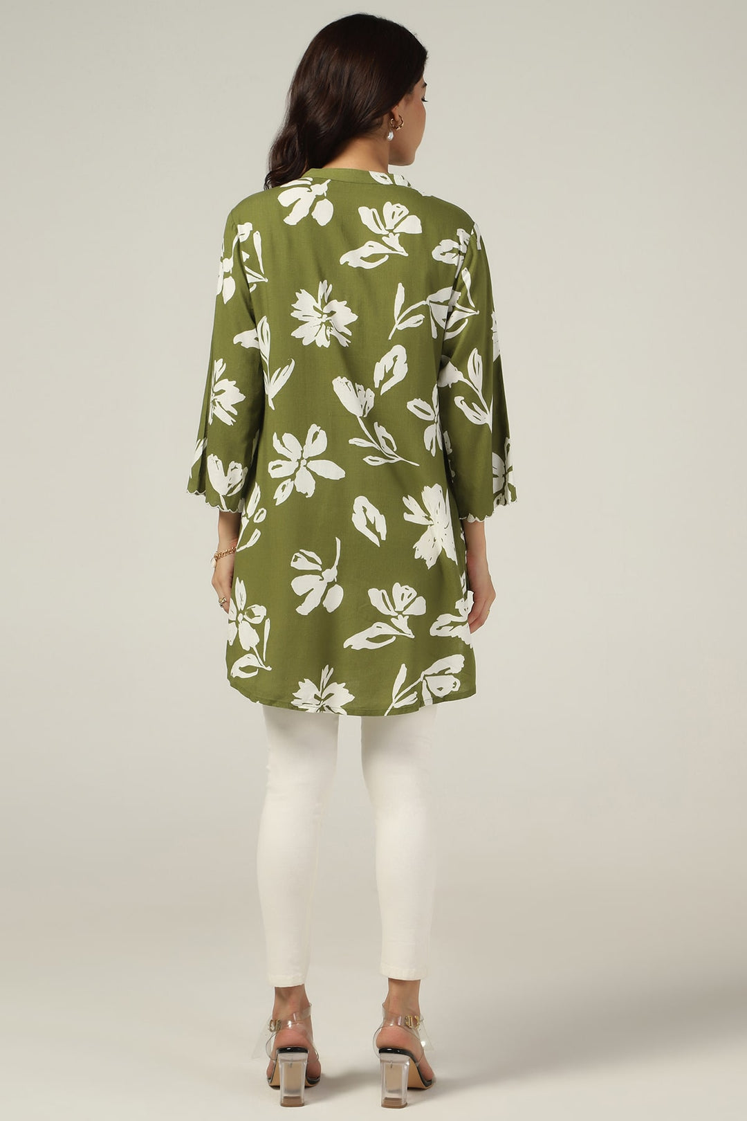 Olive Printed Linen Tunic