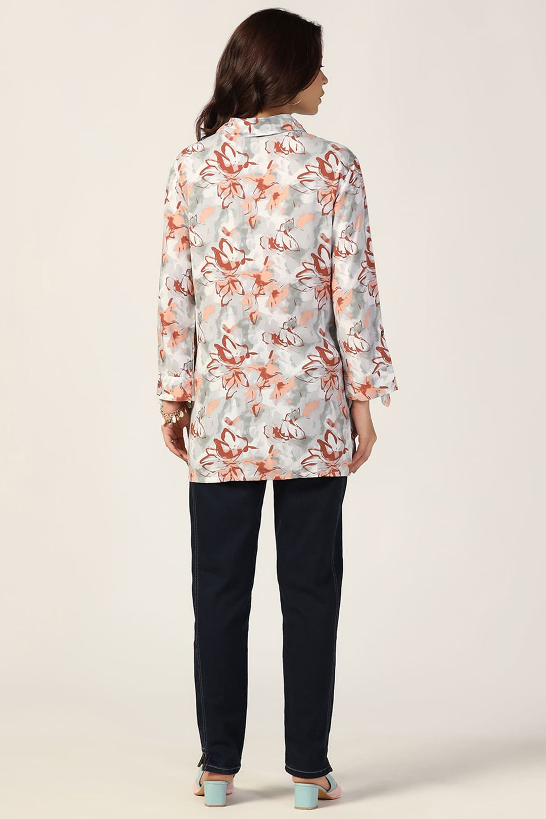 Off White Printed Rayon Shirt