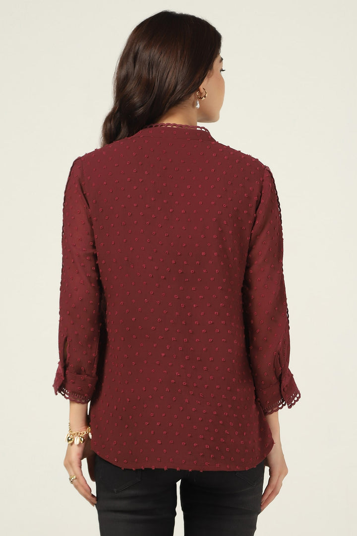 Maroon Printed Georgette Buta Top