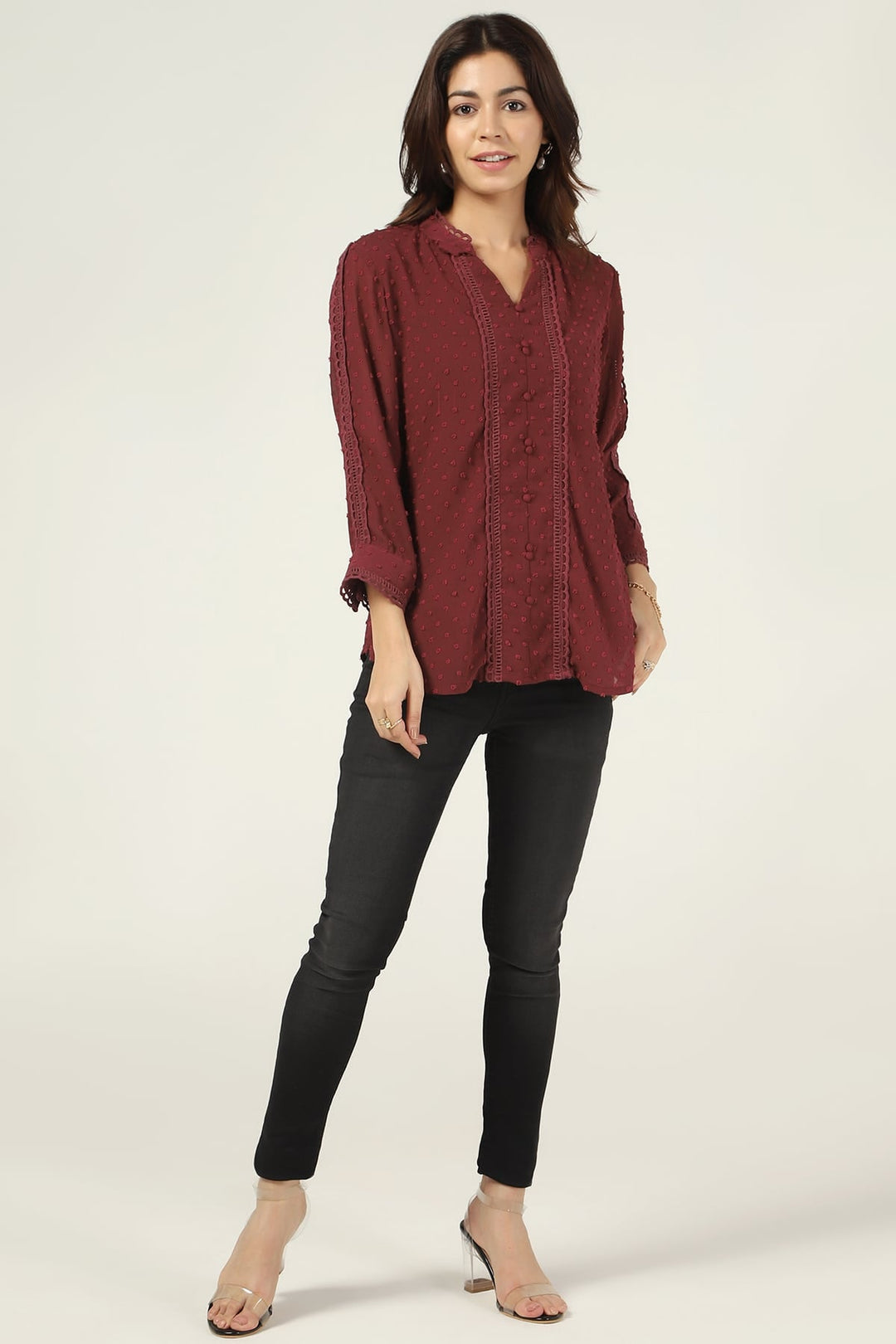 Maroon Printed Georgette Buta Top