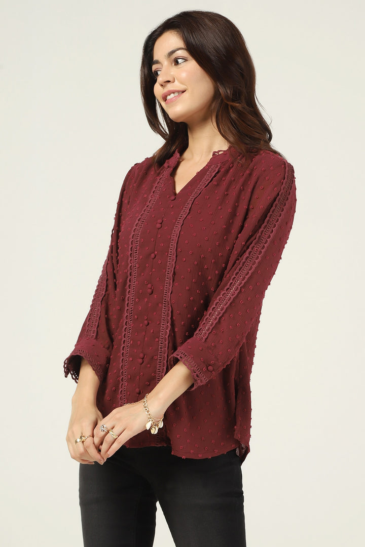 Maroon Printed Georgette Buta Top
