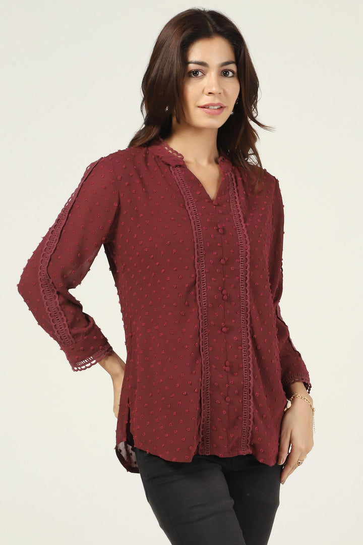 Maroon Printed Georgette Buta Top