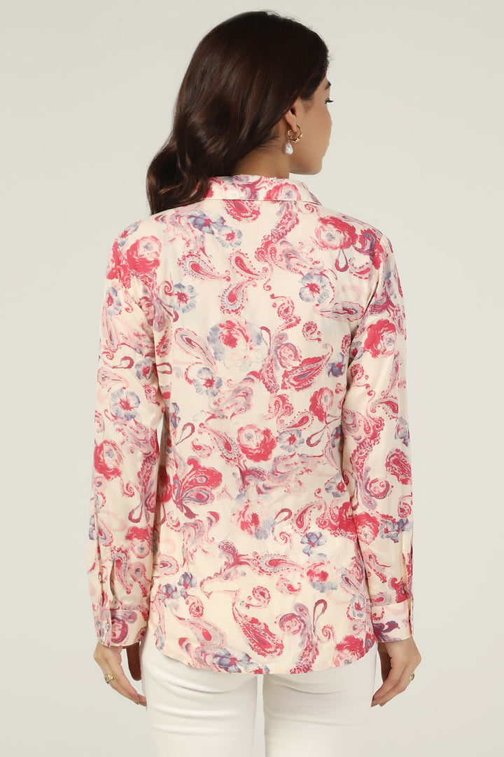 Pink Printed Rayon Shirt