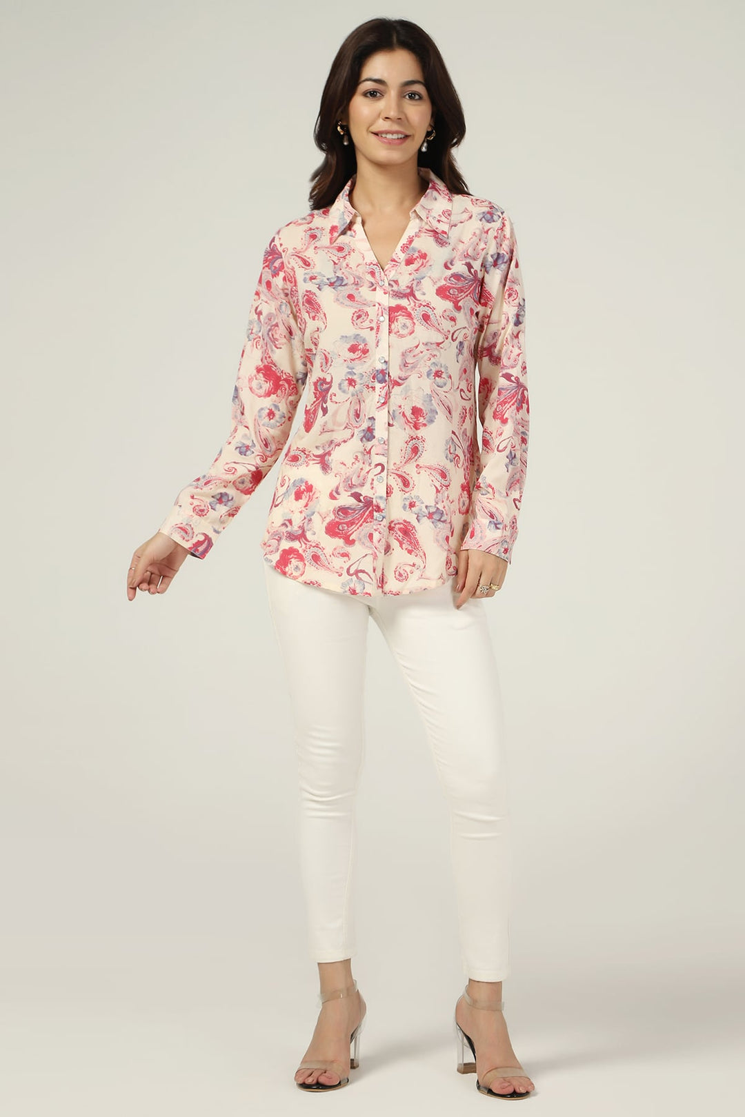 Pink Printed Rayon Shirt