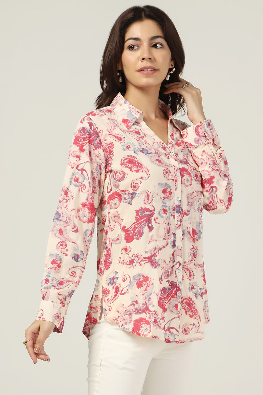 Pink Printed Rayon Shirt