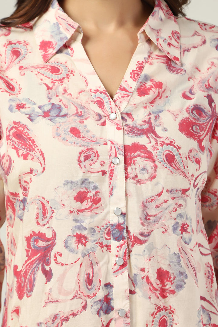 Pink Printed Rayon Shirt