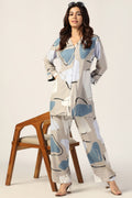 Grey Printed Rayon Co-ord Shirt