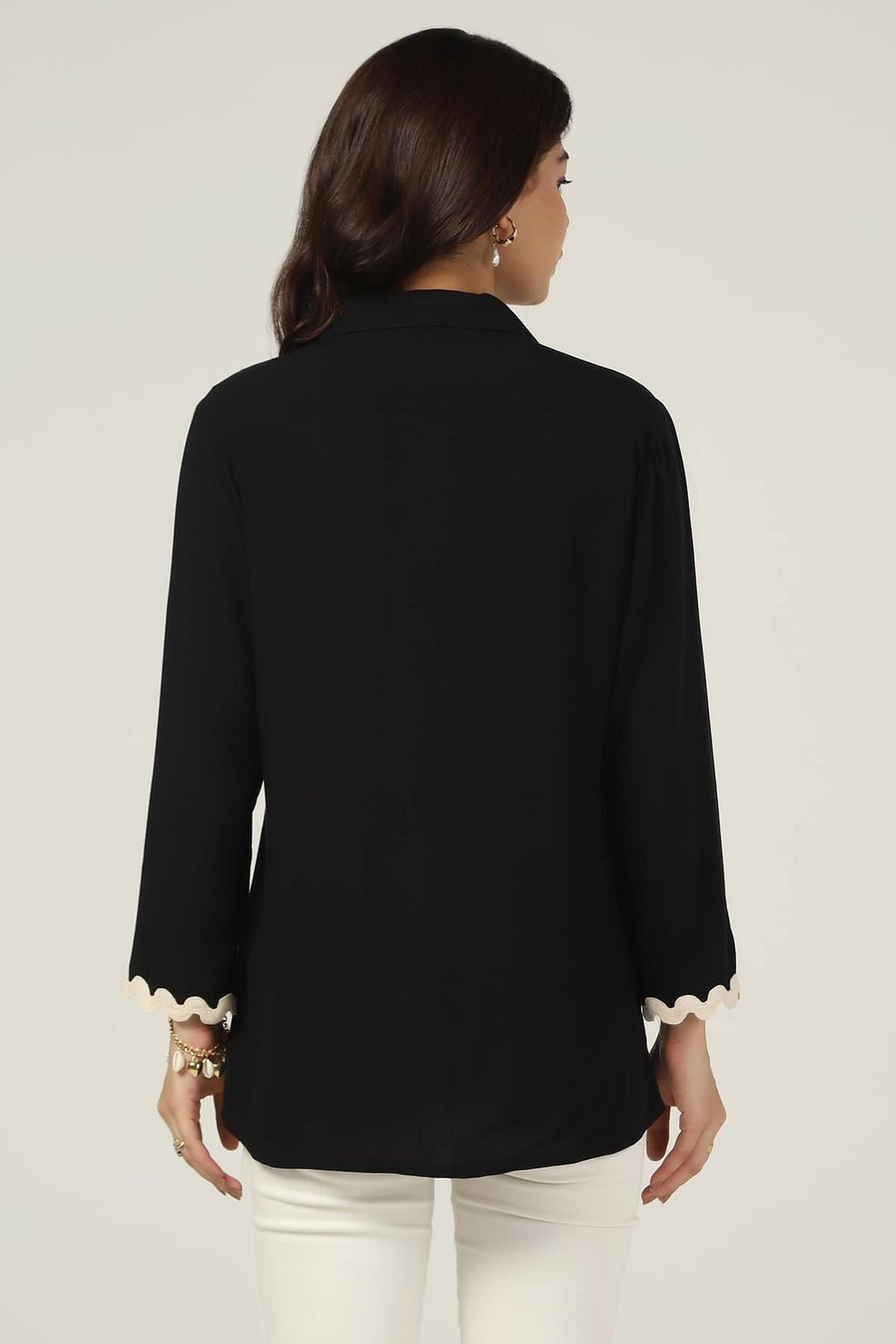Black Solid Modal Collared Shirt