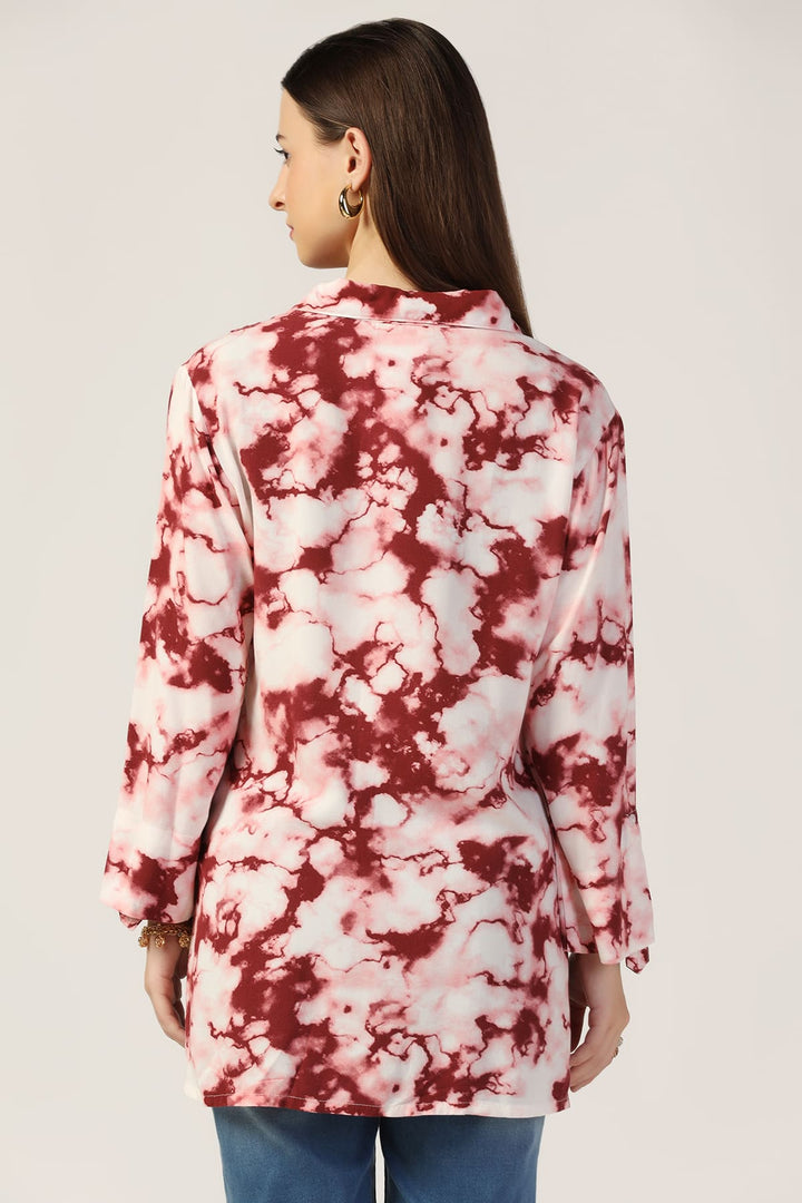 Maroon Printed Rayon Shirt