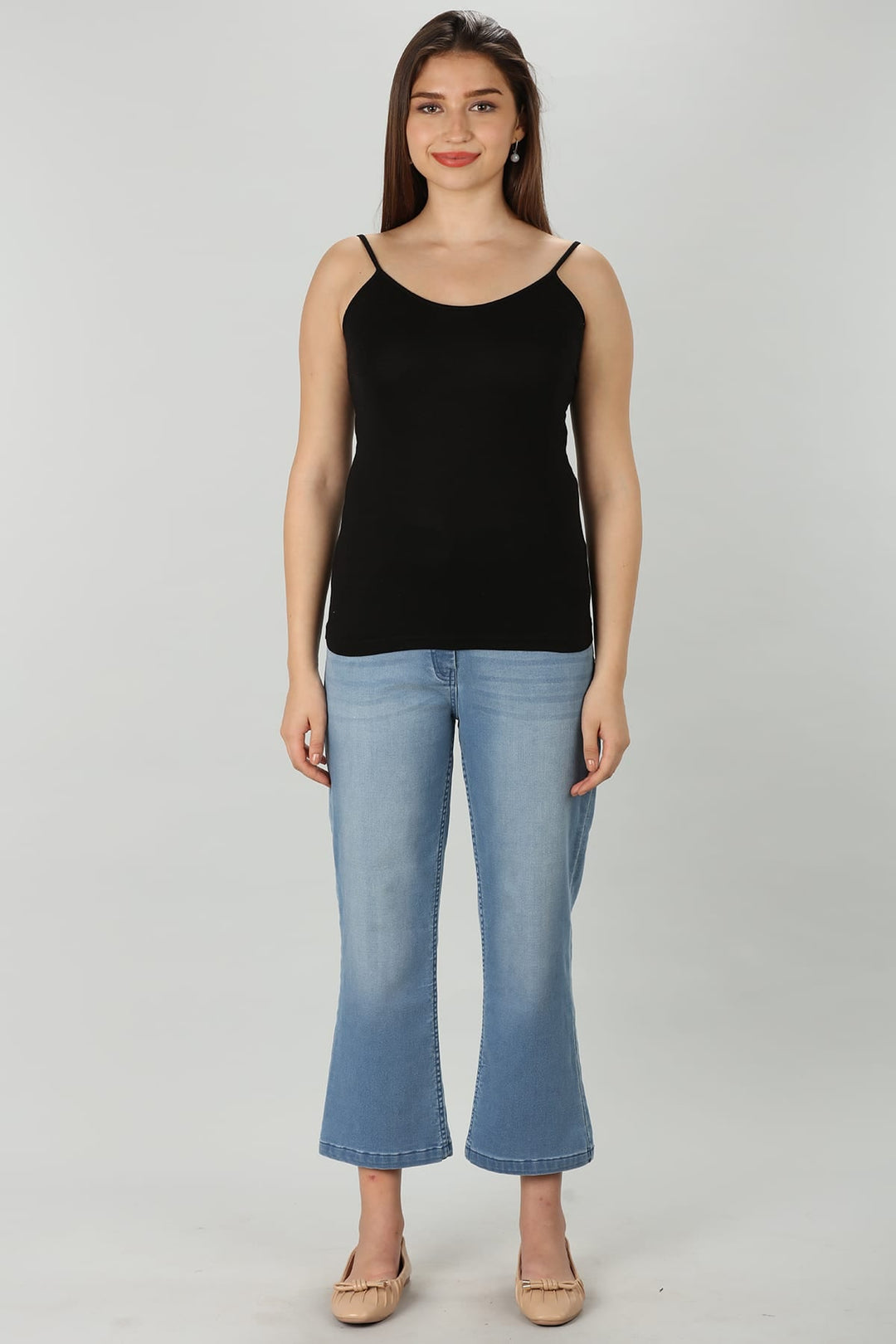Black Solid Rayon Modal Camisole