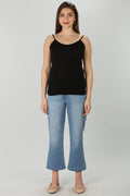 Black Solid Rayon Modal Camisole