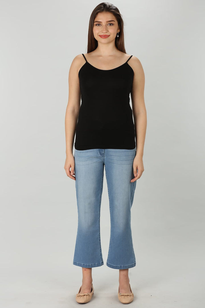 Black Solid Rayon Modal Camisole