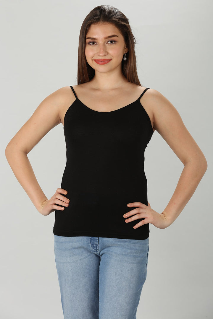 Black Solid Rayon Modal Camisole
