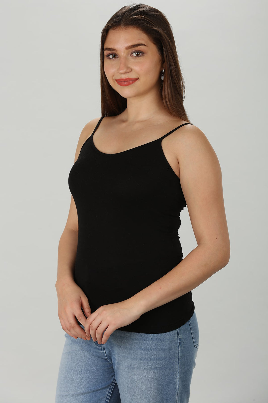 Black Solid Rayon Modal Camisole