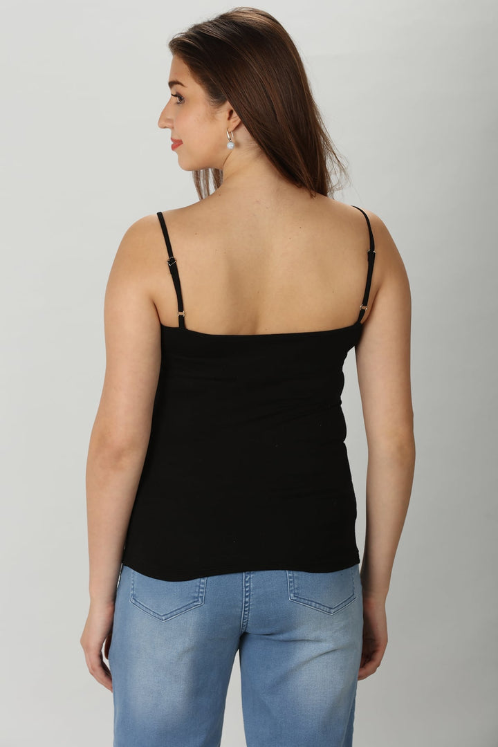 Black Solid Rayon Modal Camisole