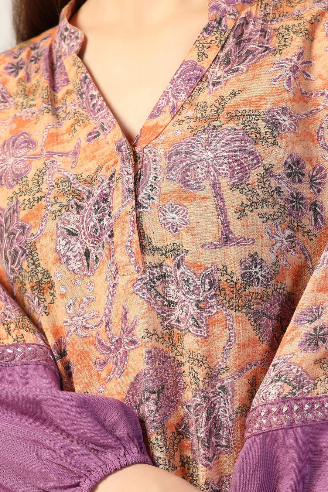 Peach Rayon Crepe Printed Top