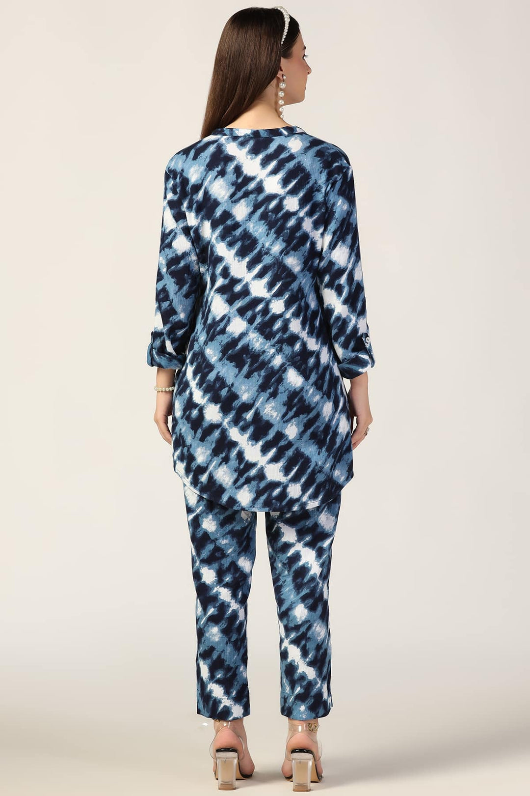 Blue Printed Double Cloth Co-Ord Tunic