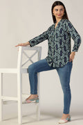 Blue Printed Rayon Shirt