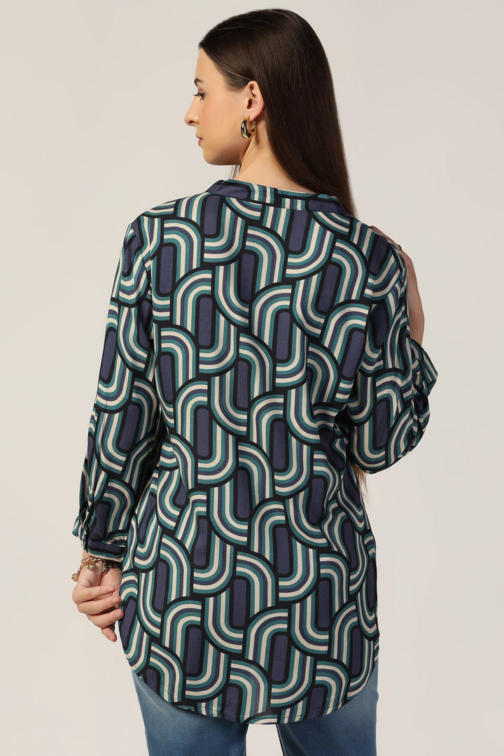 Blue Printed Rayon Shirt