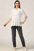 Cotton Schiffli Embroidered Shirt