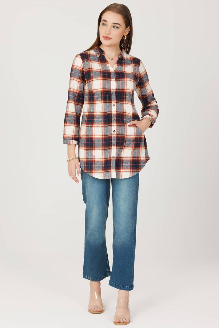 Beige Woolen Check Winter Shirt